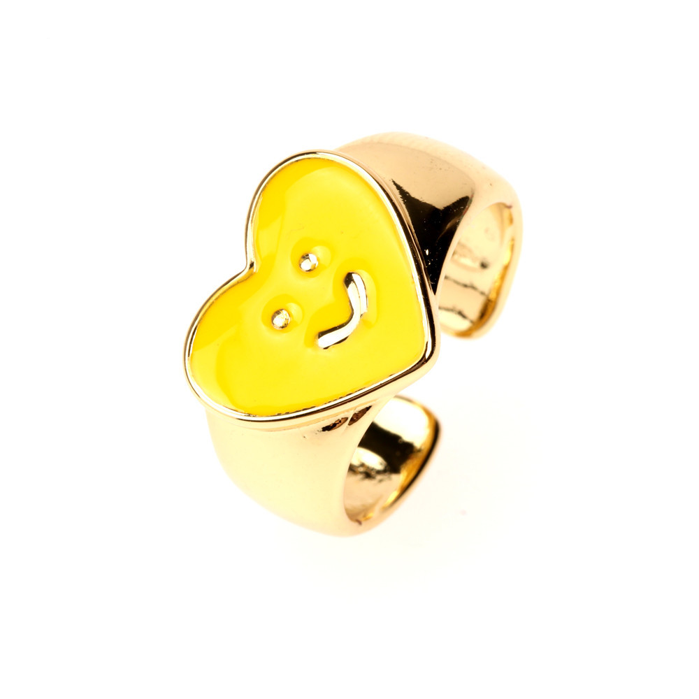 Al Por Mayor Joyería Retro Goteo Corazón Anillo De Cobre Sonriente Nihaojewelry display picture 8