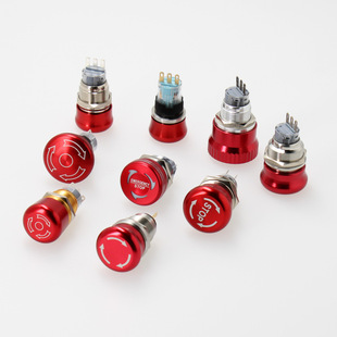 Metal emergency stop knob switch electric car charging pile 16mm19mm mushroom head button electrical emergency control