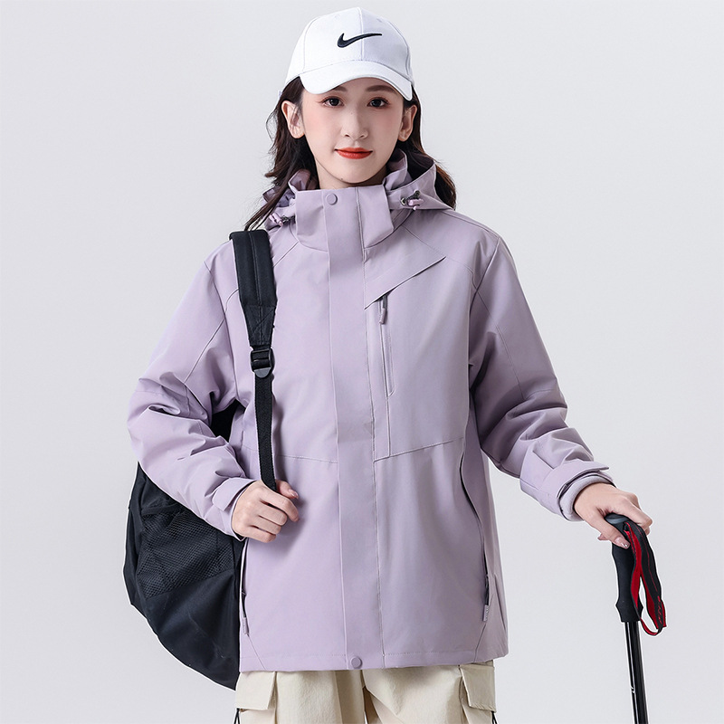 Mountain-Style Autumn and Winter Outdoor Jacket, Three-In-One Detachable Windproof, Waterproof and Warm Group Workwear Jacket