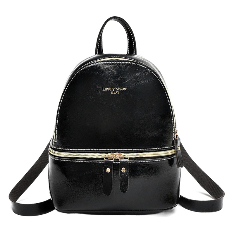 Bolso de mujer 2019 nuevo estilo aceite de cuero presión palabra mochila personalidad de la moda solo hombro pequeña mochila ventas directas de fábrica Moda