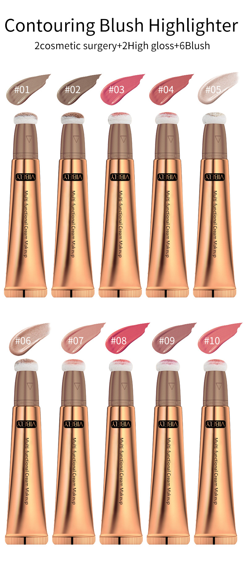 VIBELY Multi-functional Highlighter Contour Brightening Shadow Stick Waterproof Blush Stick Three-dimensional Nose Shadow Cross-border Makeup undefined