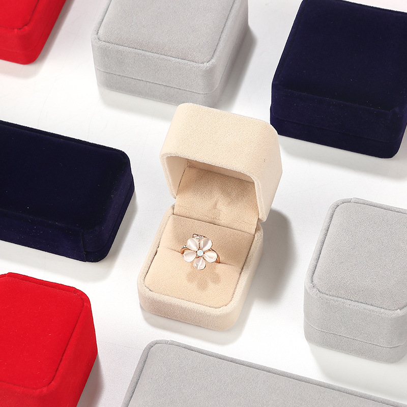 Caja de terciopelo para anillos de compromiso, pulseras, joyas, color sólido, para colgantes y collares, set de embalaje de joyería, venta al por mayor