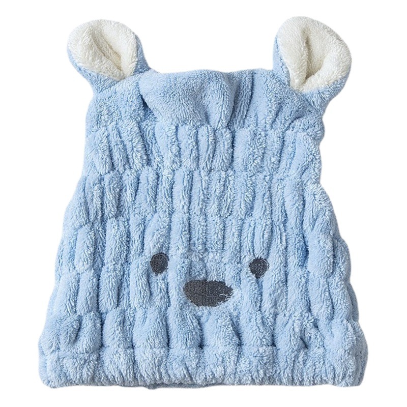 Factory direct supply coral fleece cartoon shower cap wholesale soft absorbent dry hair cap children's dry hair cap wholesale
