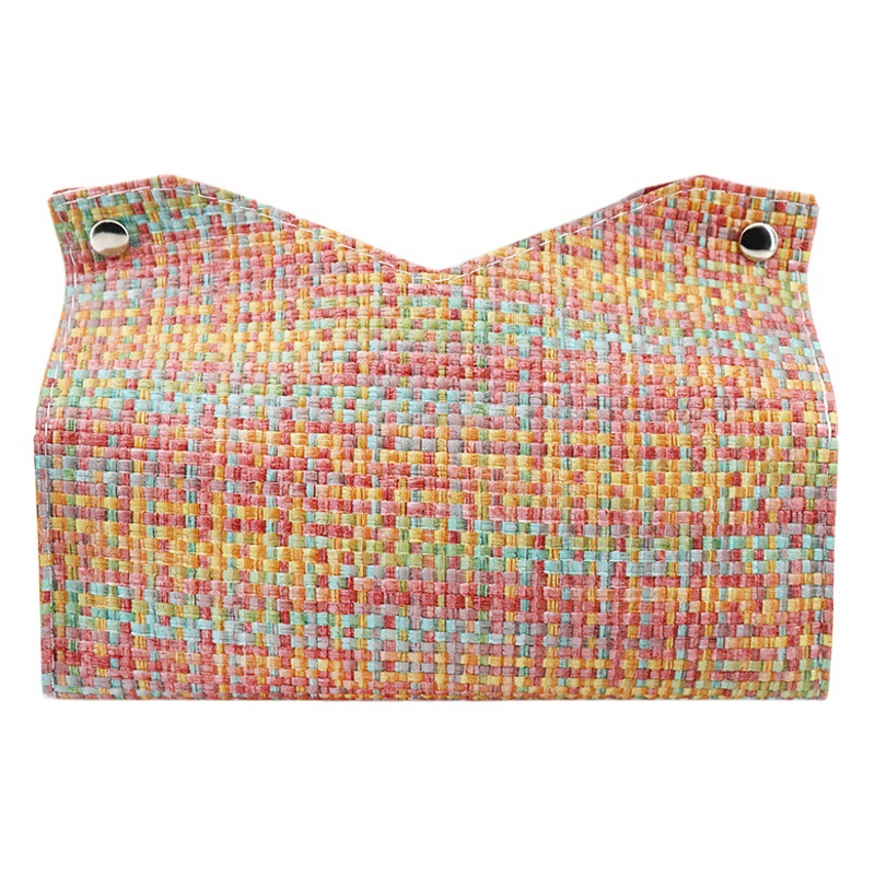 Caja de pañuelos de colores Sala de estar Dormitorio PU Caja de dibujo de cuero Servilleta de hotel Caja de dibujo de papel Bolsa de pañuelos de coche