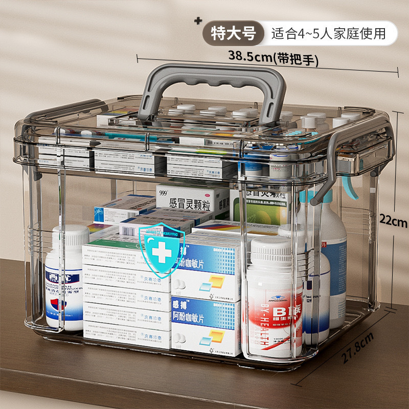 多層大容量家庭用透明家庭用薬箱応急処置薬ポータブル医療分類収納小型薬箱|undefined