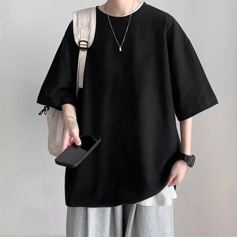 重磅400G厚实纯色白色短袖T恤男女同款宽松大码打底简约上衣