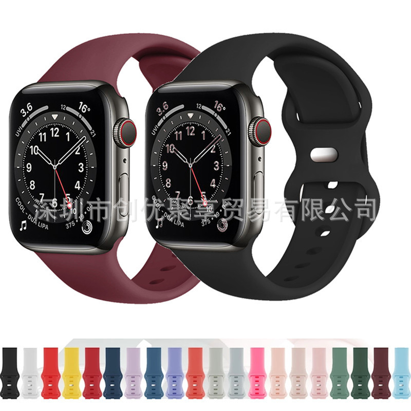 New apple Watch Monochrome Silicone Strap for apple Watch 6 Generation Sport Solid Color apple Watch Strap