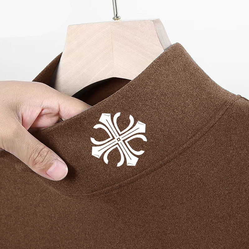 De terciopelo de media cuello alto de manga larga Camiseta de los hombres de Primavera y Otoño 2023 nuevo suéter interior impreso Top bottoming camisa de los hombres