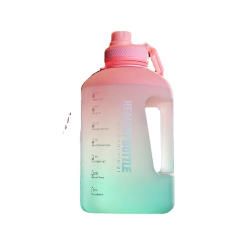 Gradient color large capacity fashionable fitness sports water bottle kettle straw portable handle plastic space cup cross-border