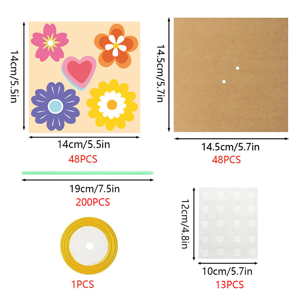 547g Weight Party, Festival Occasion Paper Card Material Mother'S Day Festival Flower Pattern Cute, Sweet Style Mother'S Day Cute Sweet Flower Paper Card Party Festival Party Supplies Invitations 3