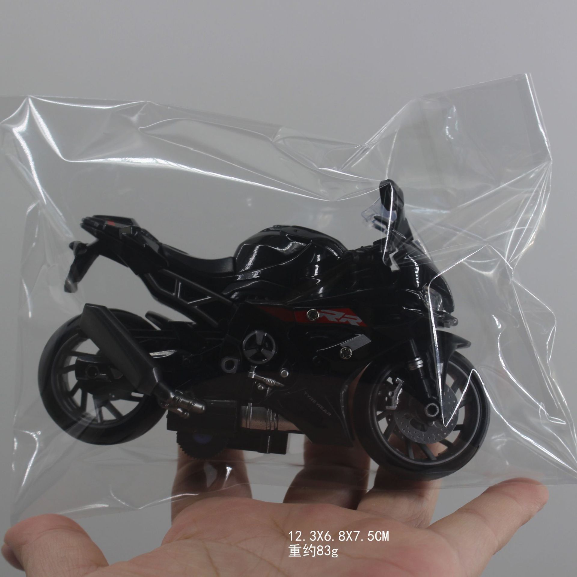 OPP 가방 83G 검정색 H7788-8 시뮬레이션 오토바이 모델 12.3X6.5X7.5CM