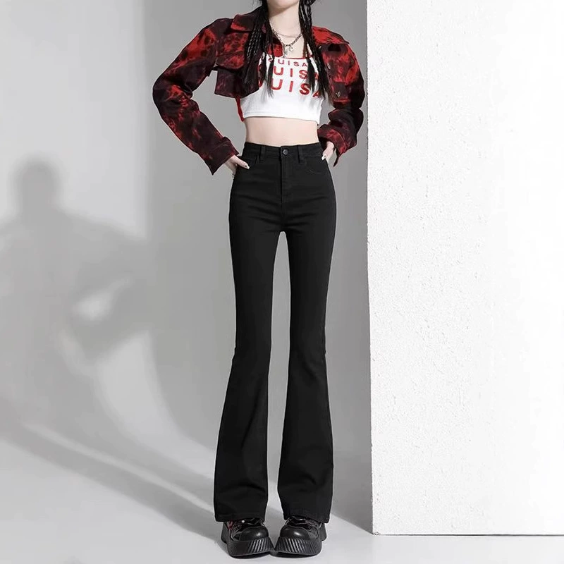 Новые ретро эластичные узкие джинсы микро-ла женские подковообразные брюки маленький мужчина с высокой талией светло-голубой расклешенные брюки