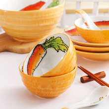 日式创意陶瓷餐具套装家用盘子菜盘手绘米饭面碗沙拉碗汤碗饭碗