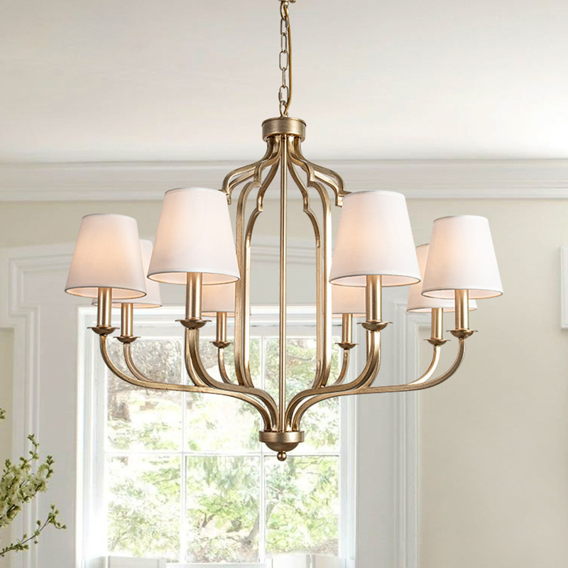 American Style chandelier French retro villa high-end living room dining room lamp simple bedroom lamp home B & B iron lamp