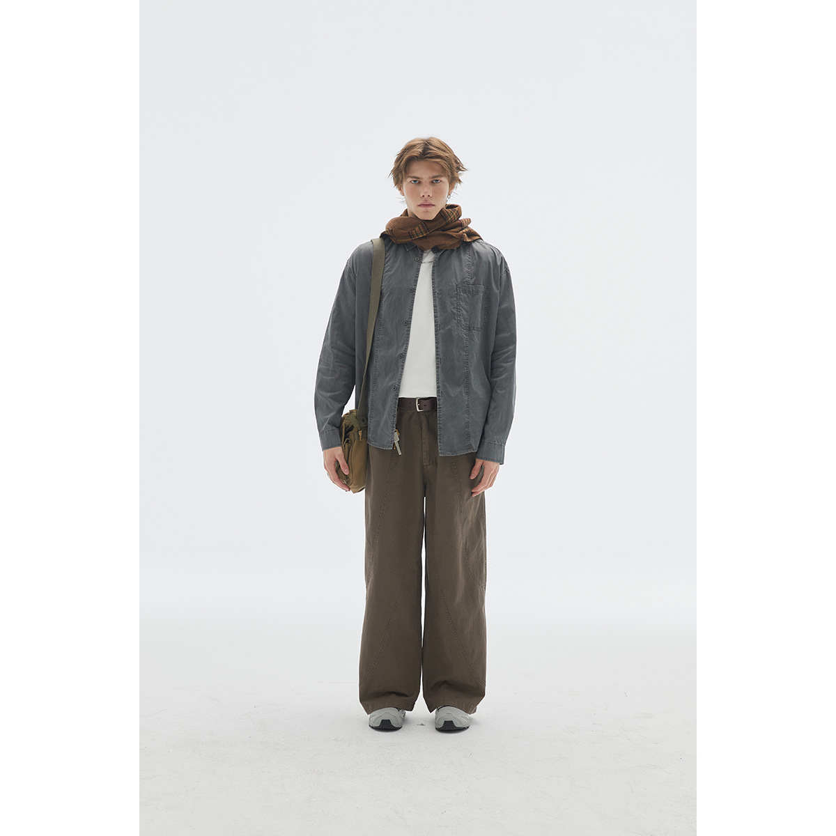 OUSWE春秋日本系復古工装ズボン男性ゆるい百合ストレートカジュアル長ズボン甲板ズボンRK85