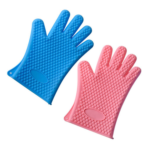 Five-fingered star heart-shaped silicone gloves waterproof, non-slip and insulated kitchen baking BBQ barbecue microwave oven gloves