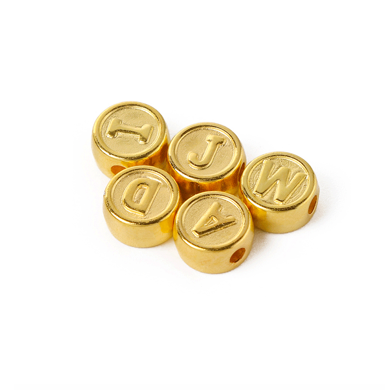 1 Set Quantity Acrylic Material Letter Pattern Plating Design 1 Set 9.6*0.5mm Less Than 1mm Arylic Letter DIY Jewelry Accessories Beads