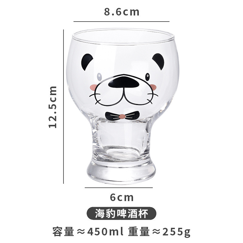 Inswind caricatura encantadora taza de agua de vidrio creativa coreana taza de cerveza artesanal taza de vidrio de oso personalizado