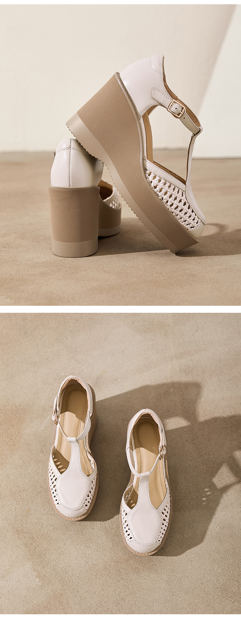 Sandal cao gót nữ quai ngang khóa T, đế dày platform, gót 9.5 cm — đen chi tiết 10
