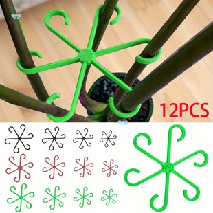 12Pcs Durable Plastic Plant Support Stakes in Green Support Stakes