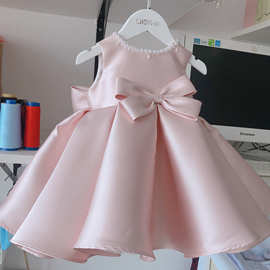 宝宝服装周岁礼服女春季莫兰迪粉色儿童生日节日演出服公主裙