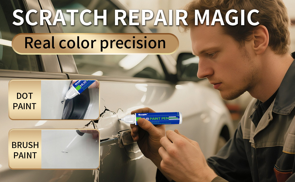 Cross-Border E-Commerce Car Paint Touch-Up Pen, Paint Scratch Repair Pen, Pearl White and Black Scratch Repair Tool