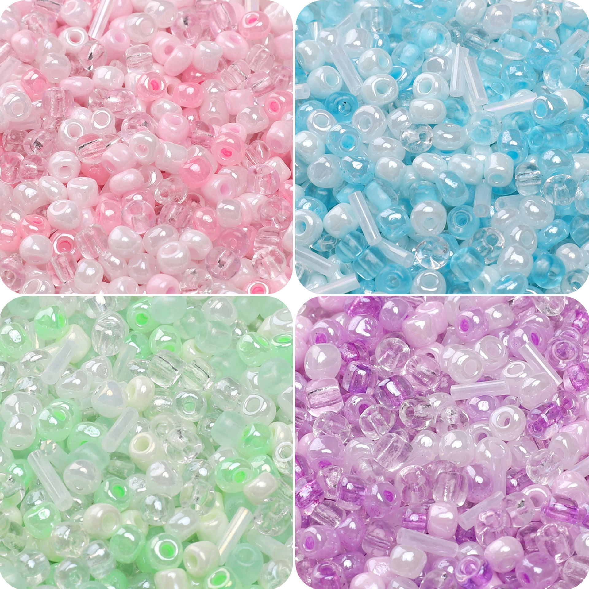 彩色玻璃混色米珠散珠子手工diy制作手链串珠子饰品材料包厂家批