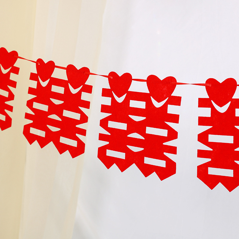 Fabricantes al por mayor de varios estilos de fieltro no tejido flor de boda decoración de la sala de estar de boda colgantes de bandera