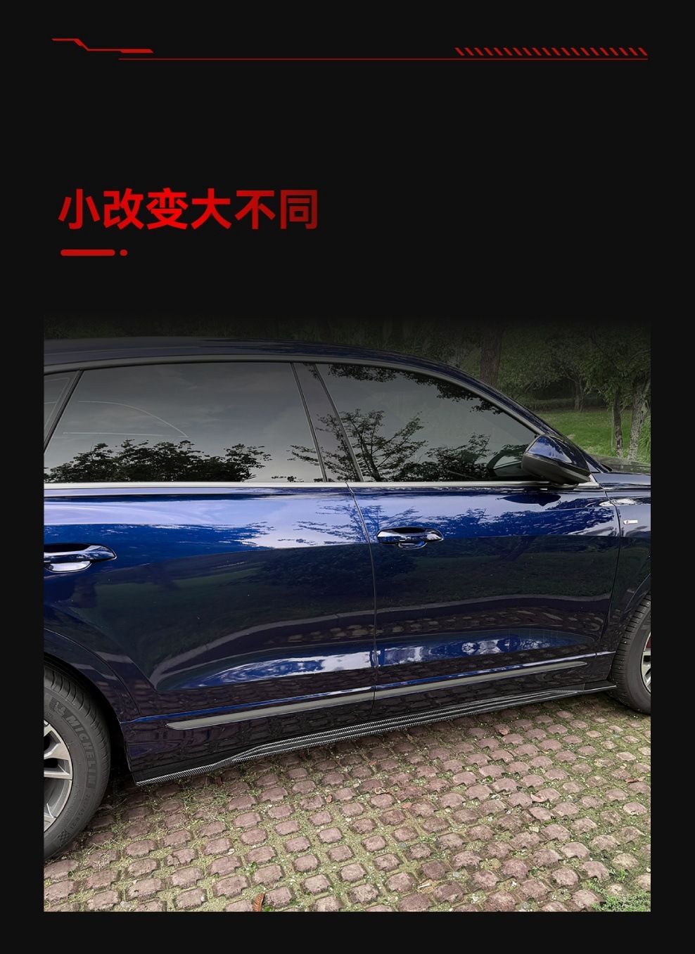 Suitable for 2019+ Audi Q8 Sq8 Sline Dedicated Abs Side Skirt Spoiler Surround Cross-Border Modification
