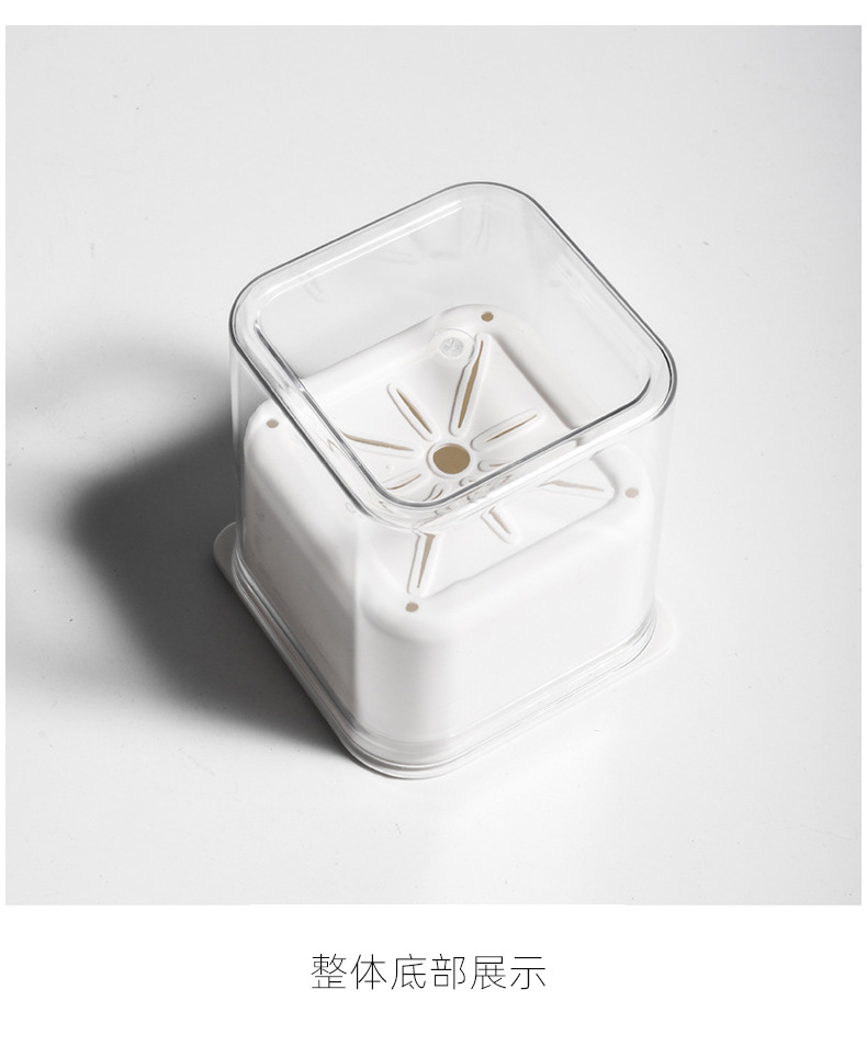 透明可视懒人绿萝自动吸水花盆花瓶方形大号塑料水培绿植养殖盆-