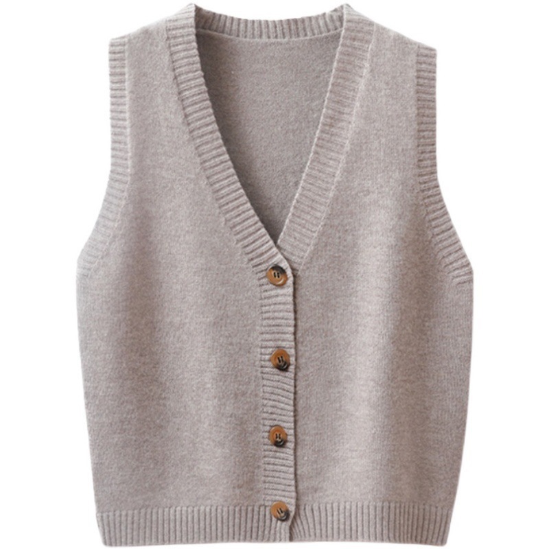 2023 primavera y otoño moda nuevo v-cuello de punto chaleco de color sólido chaleco adelgazante simple cardigan chaleco image 7
