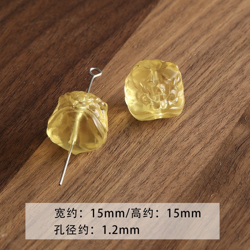 【招财】黄水晶雕刻星星串珠编织手链项链手机链散珠diy配件材料|undefined