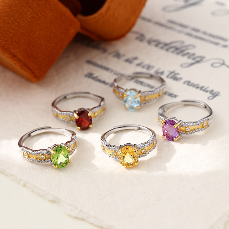 Anillo de textura cepillada de mástil natural de alta calidad anillo de plata de ley s925 apertura femenina ajustable pequeño libro rojo caliente