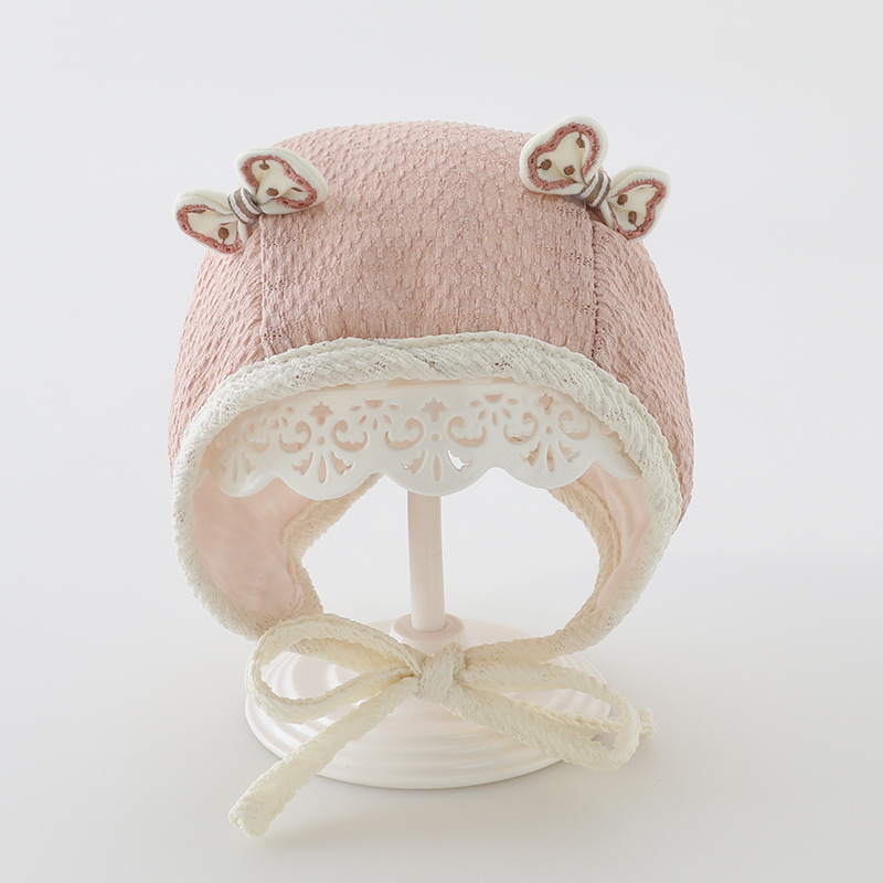 Sombrero de bebé primavera y otoño delgado arco extranjero gorro princesa primavera recién nacido gorro de bebé gorro de corte