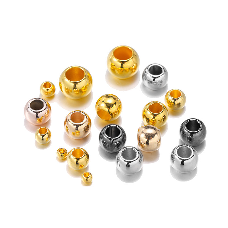 CCB plating large hole beads round beads plastic beads factory direct DIY jewelry accessories spacer beads silver gold