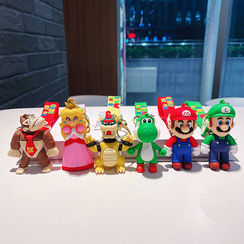 Cartoon Mario wholesale cute car accessories plush toys bags hanging decorations keychain key rings figurines