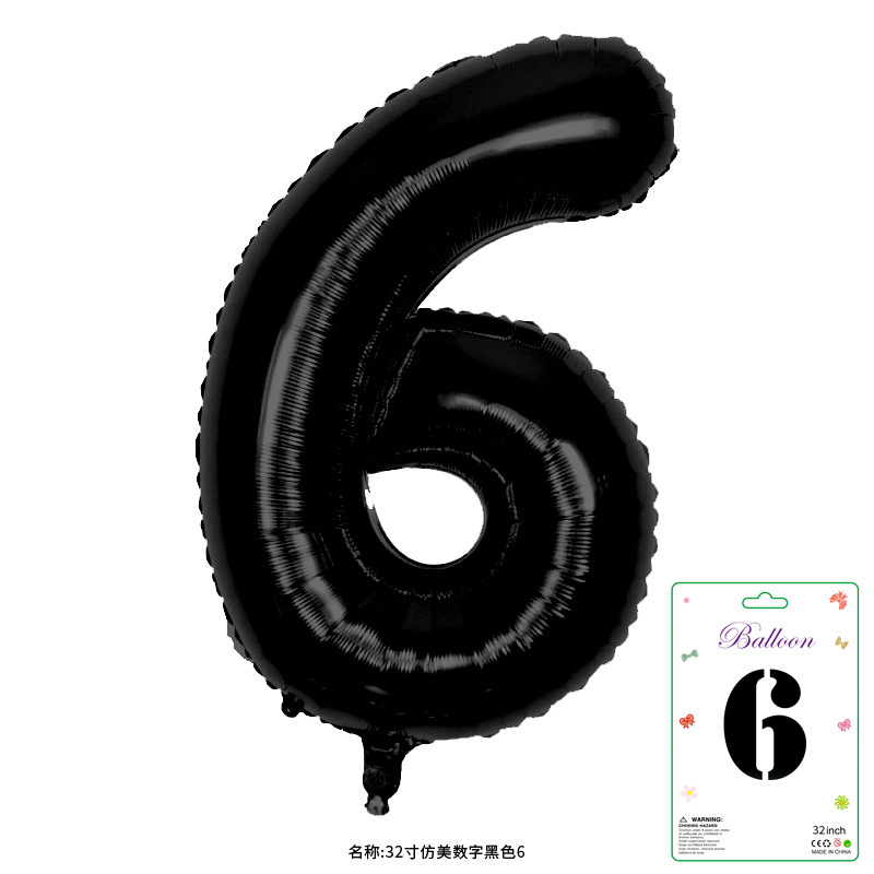 32寸卡装美版数字0到9气球儿童生日派对装饰婚庆婚房布置数字气球|undefined