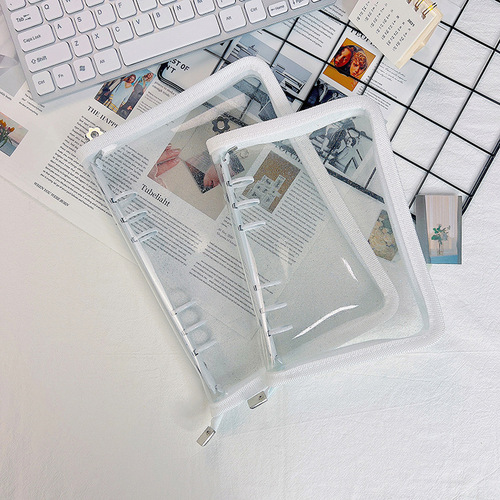 Japanese and Korean ins style a5a6 loose-leaf notebook transparent 6-hole metal diary PVC zipper notebook