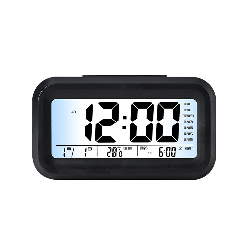 Luz de pantalla grande tiempo de voz inteligente reloj electrónico para niños multifunción temperatura estudiante LED despertador electrónico