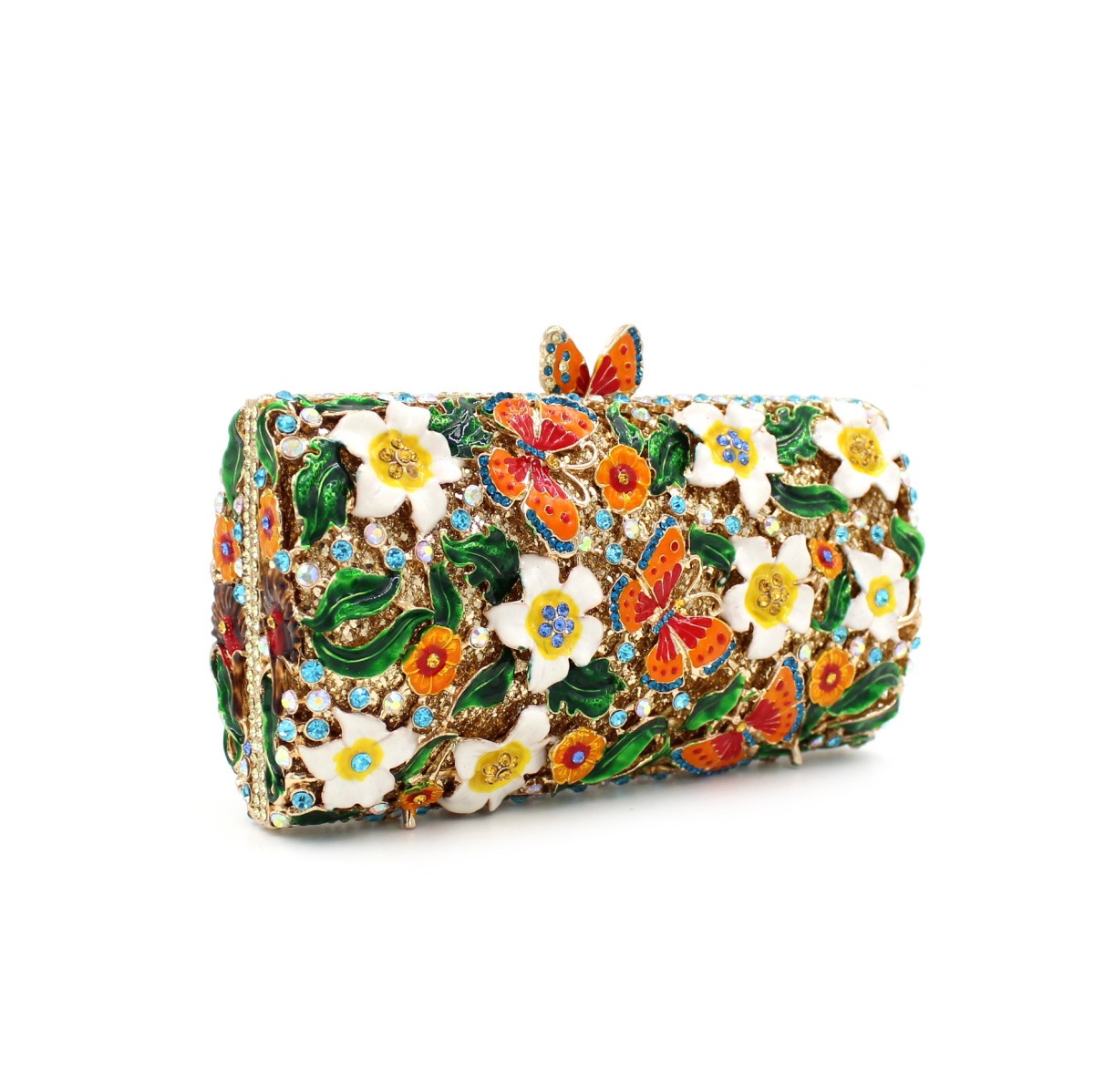 BL025 goteo de aceite flor de diamante de agua bolsa de cristal de metal aire bolsa de cena de diamante bolsa de mano bolsa de ultra fibra dura