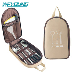 跨境熱銷戶外炊具收納包野營廚具手提包燒烤刀具包便攜旅行餐具包