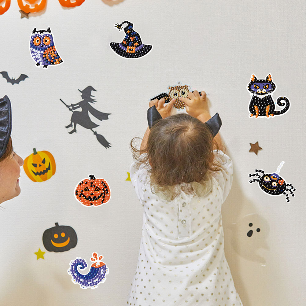 Monstruo de Halloween transfronterizo diamante pegatinas de dibujos animados aleatorios pegatinas DIY pegatinas de pared decoración al por mayor