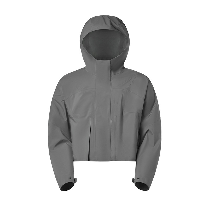 Moda caliente impermeable a prueba de viento transpirable ropa de asalto de sellado térmico para mujeres caminando acampando ropa corta al aire libre con capuz