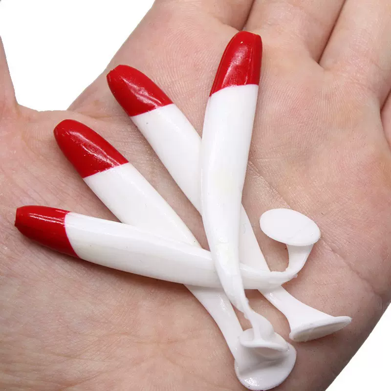 工厂t尾软饵红头白5.5cm/7cm/9cm/12cm仿真软虫路亚饵垂钓用品