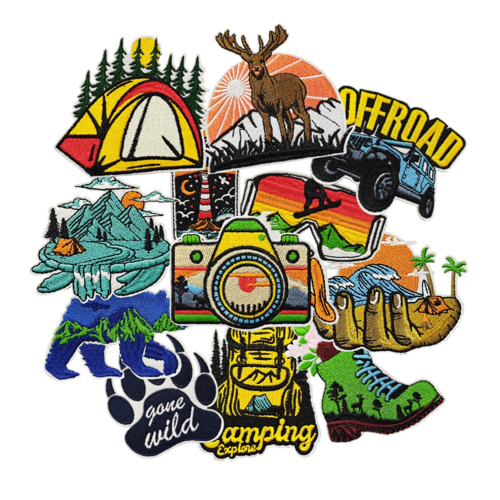 户外露营布贴衣服外套野营涂鸦头盔新款旅行箱汽车滑板电脑绣花章