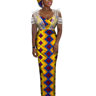 2022 new women's dress banquet ankle-length dress Ankara cotton batik printed cloth