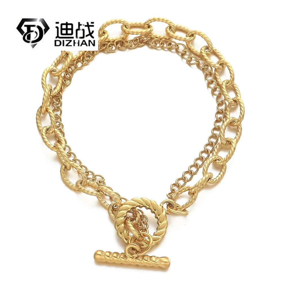Bracelet hip-hop style stainless steel with pigtail, European style, simple and elegant design, punk style