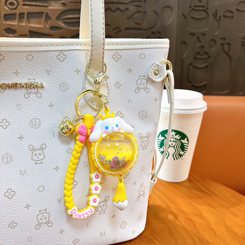 Cachorro creativo en aceite bola de elfo llavero lindo líquido arenas movedizas colgantes pequeños bolsos accesorios pequeños regalos al por mayor