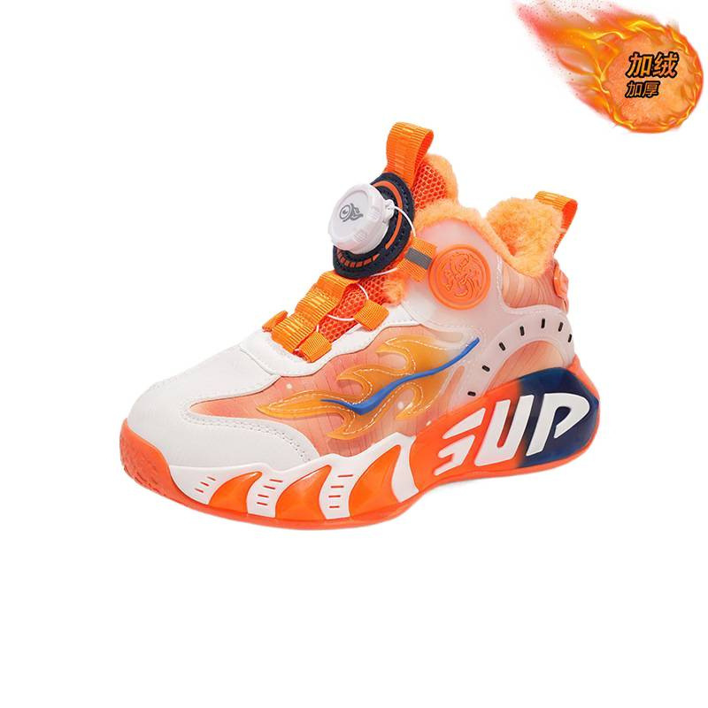 Zapatos para niños 2025 invierno nuevos zapatos deportivos para niños con calentamiento y amortiguación de terciopelo para niños grandes zapatos de baloncesto para niñas