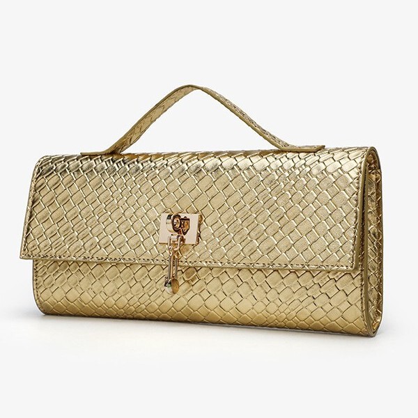 Clearance - Casual, Simple, Versatile, Solid Color, Soft Leather, Woven, Exquisite Lock Closure, Party, Evening, Gathering, Women's Clutch Bag
